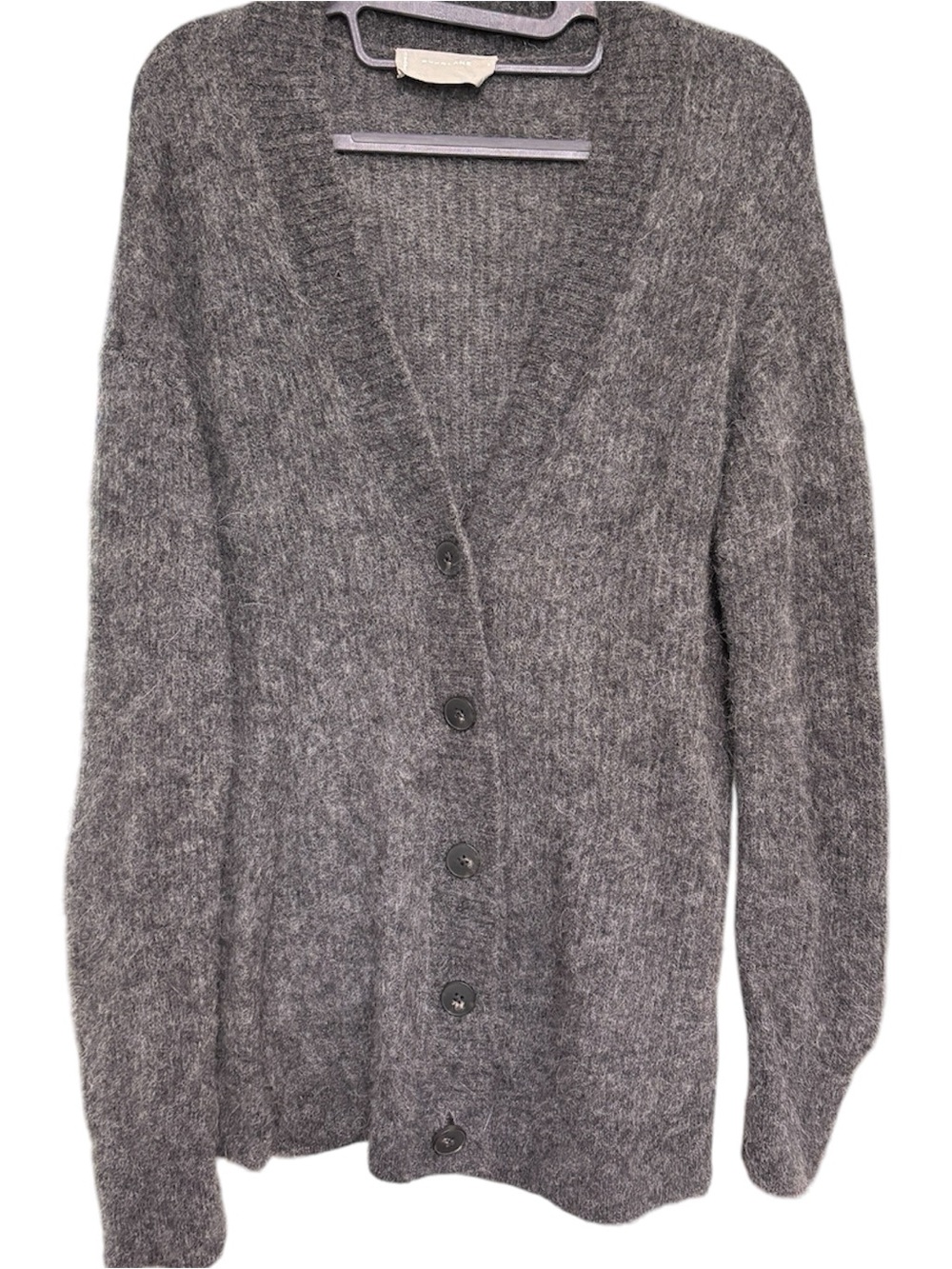 Everlane Gray Oversized Cozy Wool Alpaca Cardigan V-Neck Button-Front Size S